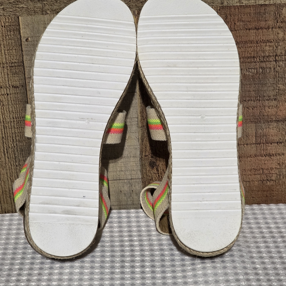 Steve Madden Kimmie Bright Neon Striped Platform Sandals - Picture 8 of 14